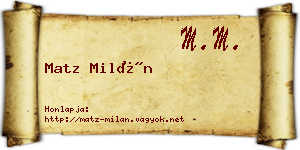 Matz Milán névjegykártya